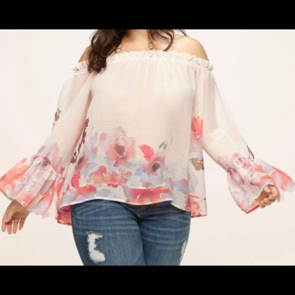 Off the shoulder sheer floral top